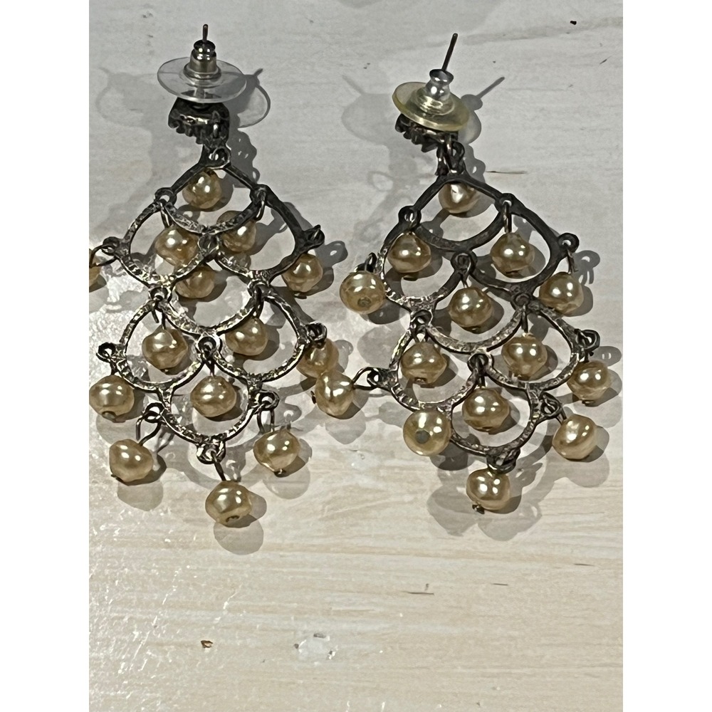 Vintage Pearl dangle Earrings‎ Chandelier Statement Jewelry